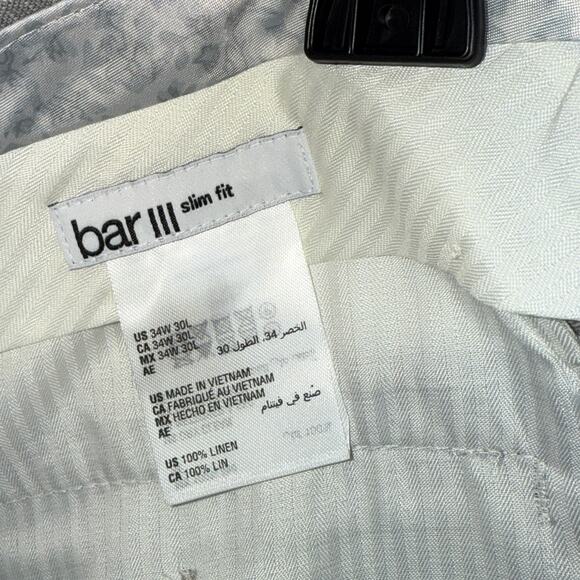Bar III Men's Slim-Fit 100% Linen Suit Pants, Grey 34X30 $135 - Picture 5 of 8